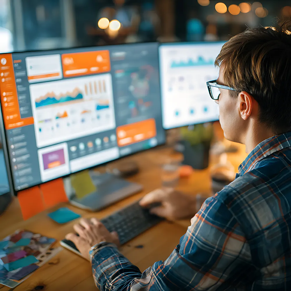 A digital tablet displaying a rising bar graph, symbolizing growth and success in business and digital marketing.